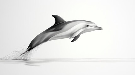 A dolphin gracefully leaps above the water's surface.