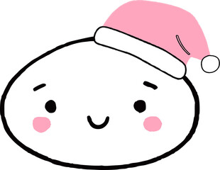 Japanese kawaii faces in New Year's hats.
