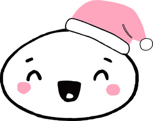 Japanese kawaii face in a New Year's hat.