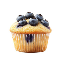 a muffin with blueberries on top on a transparent background, PNG image, PNG file, Generative art.
