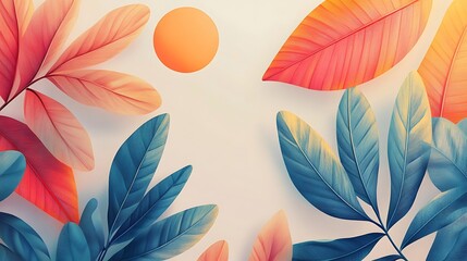 Naklejka premium Nature inspired leaf arrangement studio digital art calm top view