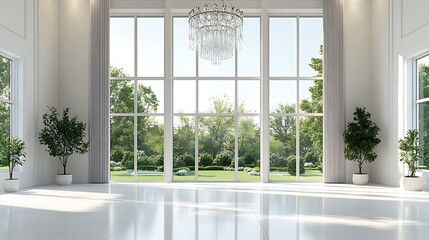 Fototapeta premium Elegant interior living space with garden view modern design
