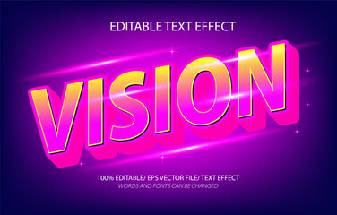 Obraz premium Vision editable text effect, 3D editable text template. 