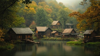 Fototapeta premium Enchanting Capture of a Serene Cherokee Village