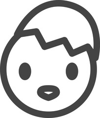 線画動物の単品アイコン　ひよこ