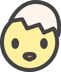 カラー動物の単品アイコン　ひよこ