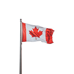 a flag with a maple leaf flying in the wind PNG image, PNG file, Generative art.