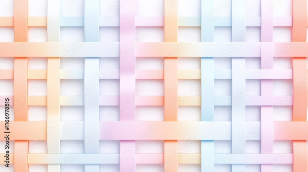 Aufkleber a colorful woven pattern featuring soft pastel shades, creating a visually appealing texture.