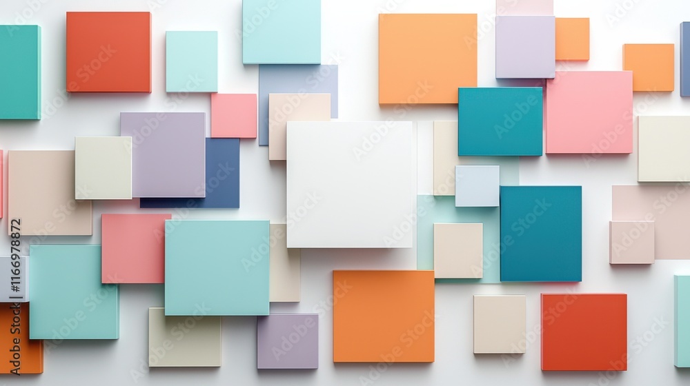 Aufkleber a vibrant arrangement of colorful square tiles in various shades, creating an eye-catching abstract 