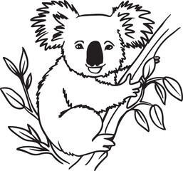 Koala Line Art Coloring Page Vector Illustration Graphic