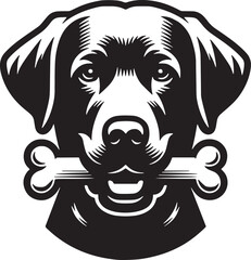 Labrador Dog Holding Bone Stylized Vector Illustration Graphic