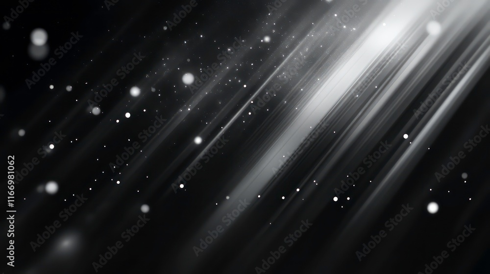 Aufkleber bokeh white lines on black background, abstraction, abstract speed light motion blur texture