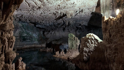 Stalactite cave on the island of Sardinia Neptune's Grotto, Italy