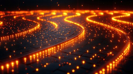 Glowing orange lines on a dark surface.