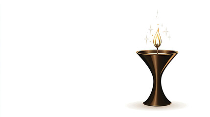 Obraz premium Hanukkah, also known as Chanukah, celebrates a miracle of light. Families gather to spin the dreidel and share latkes. Elegant Candle with Sparkling Flame on a White Background