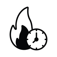 Clock with flames indicating urgent or peak time