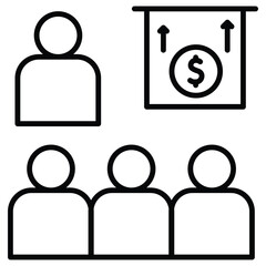 An icon related to Corporate strategy. Plans and training for business. Vector editable stroke. Pixel perfect. 64 x 64