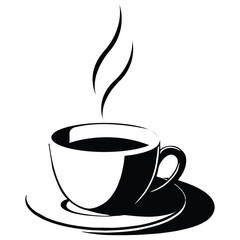 Steaming Coffee Cup Icon. Cup Of Tea Hot Drink Symbol. Coffee Shop Icon. Flat Style Vector Illustration. Outline Symbol For Web Design Or Food App. Coffee cup.