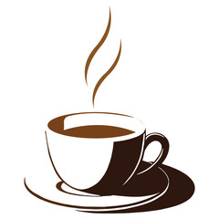 Steaming Coffee Cup Icon. Cup Of Tea Hot Drink Symbol. Coffee Shop Icon. Flat Style Vector Illustration. Outline Symbol For Web Design Or Food App. Coffee cup.