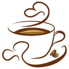 Steaming Coffee Cup Icon. Cup Of Tea Hot Drink Symbol. Coffee Shop Icon. Flat Style Vector Illustration. Outline Symbol For Web Design Or Food App. Coffee cup.