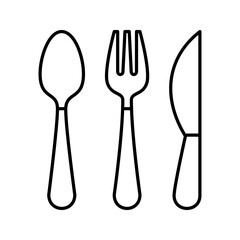 vector icon set spoon, fork and knife flat design symbol