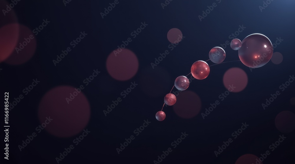 Poster abstract representation of molecular structure with glowing red and blue spheres