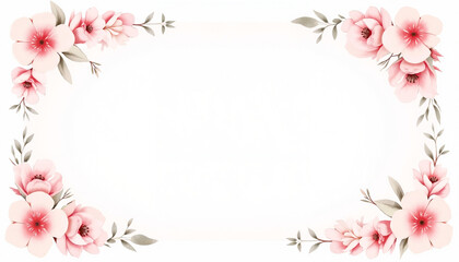 Watercolor floral frame with pink flowers