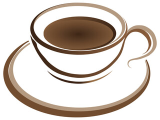 Steaming Coffee Cup Icon. Cup Of Tea Hot Drink Symbol. Coffee Shop Icon. Flat Style Vector Illustration. Outline Symbol For Web Design Or Food App. Coffee cup.