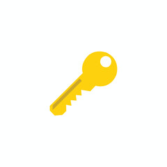 Yellow key isolated on white background.