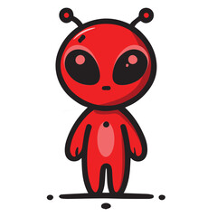 Bold red alien illustration with a dynamic and striking design. Perfect for sci-fi themes, adventurous projects, or eye-catching visuals. High-quality and versatile digital artwork.