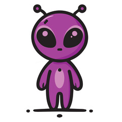Charming mini purple alien illustration with cute features and a whimsical design. Perfect for sci-fi themes, kids&rsquo; content, or playful projects. High-quality and versatile digital artwork.