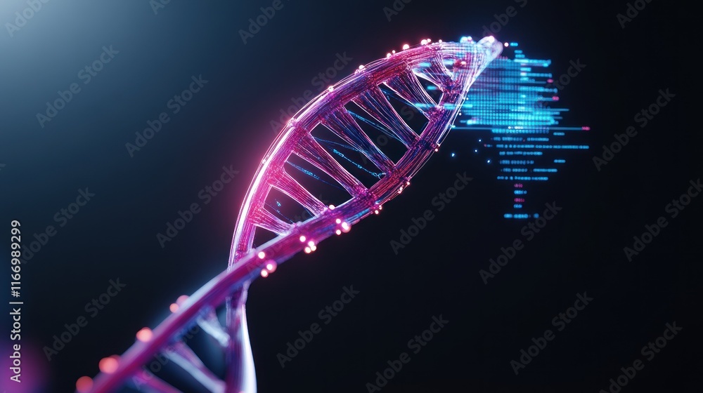 Aufkleber abstract representation of a dna helix with digital elements.