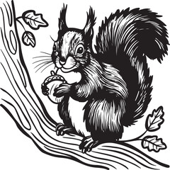 Squirrel Stencil Vector Illustration Graphic