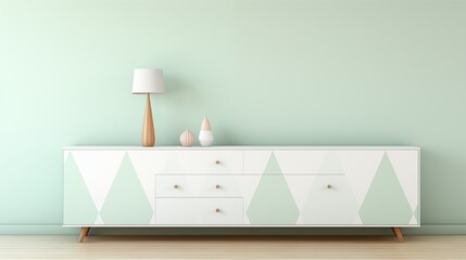 Patterned wallpaper with geometric shapes space, space on the right, hard light, light lavender background,generative ai illustration