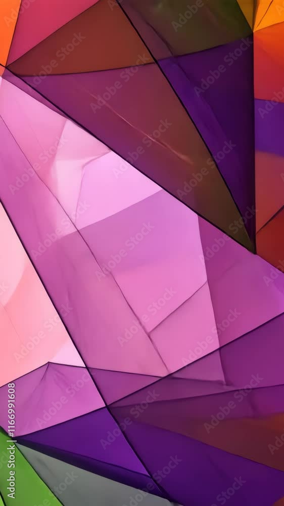 Poster vibrant geometric patterns create an abstract composition of purples and greens during daylight