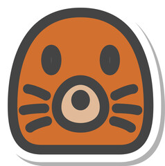 ステッカー風動物の単品アイコン　モグラ