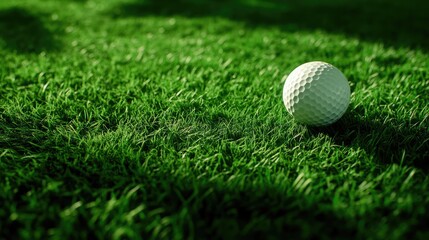 Golf ball on the pitch grass