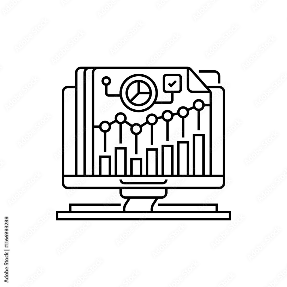 Poster graph report line icon. linear style sign for mobile concept and web design. outline vector icon.