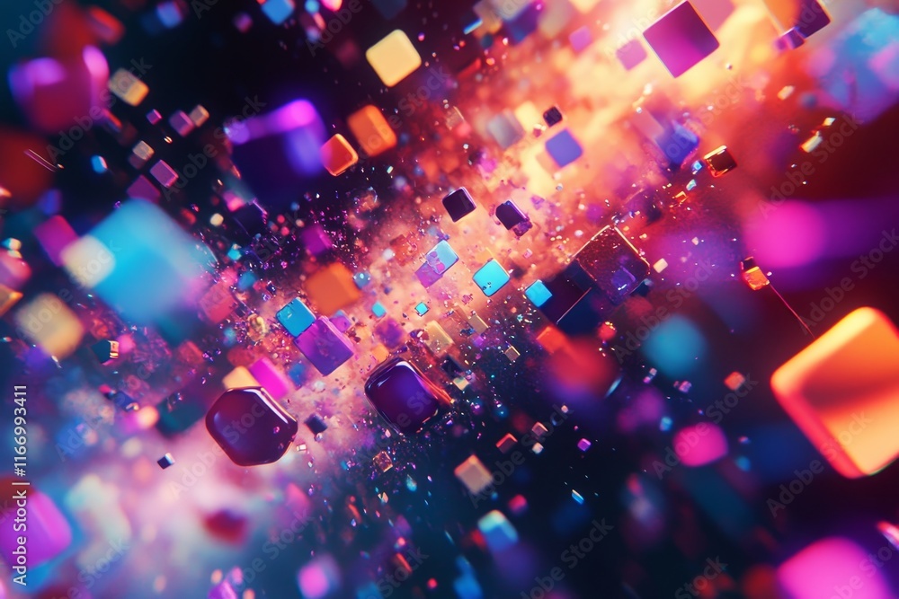 Aufkleber engaging visual patterns of dynamic shapes and colors for digital marketing in gaming and vr