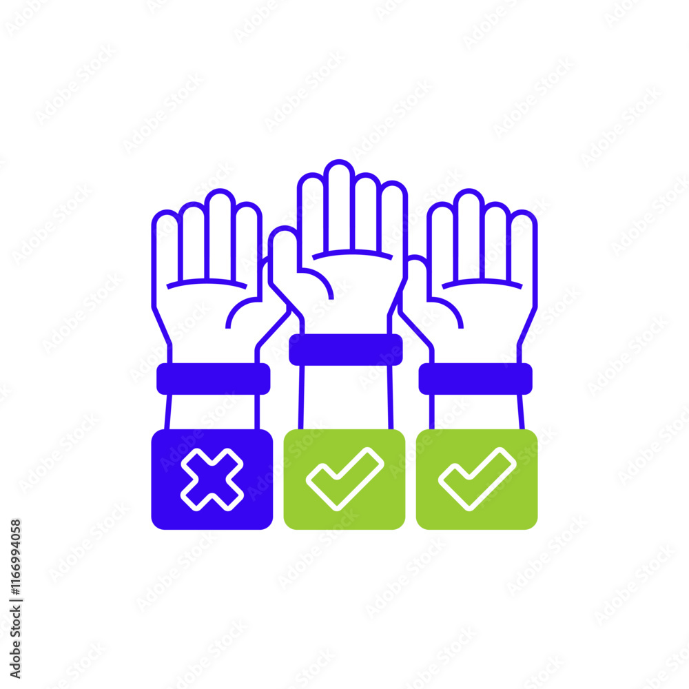 Poster voting hands line icon. linear style sign for mobile concept and web design. outline vector icon.