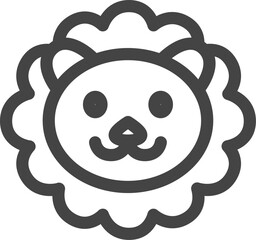 線画動物の単品アイコン　ライオン