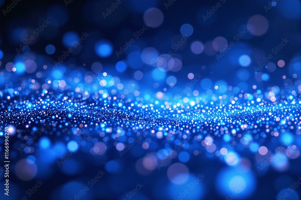 Poster glowing blue bokeh lights on a blurred gradient background creating a dreamy and magical atmosphere,