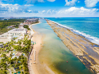 aerial view of Muro Alto Beach, Porto de Galinhas, Ipojuca - beach with barrier reef