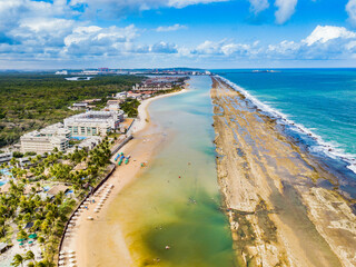 aerial view of Muro Alto Beach, Porto de Galinhas, Ipojuca - beach with barrier reef