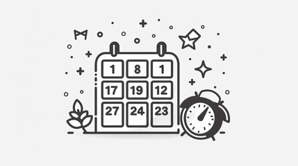 Sleek Black and White Calendar Icon for Professional Programs Interface