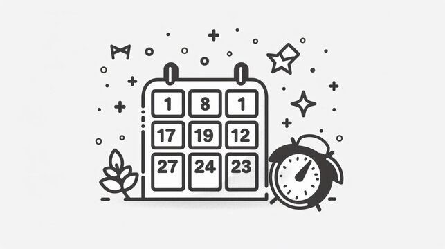 Sleek Black and White Calendar Icon for Professional Programs Interface