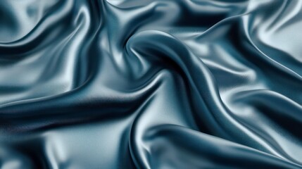 Fototapeta premium Abstract image of luxurious teal silk fabric with soft, flowing folds and drapes, creating a smooth, elegant texture.