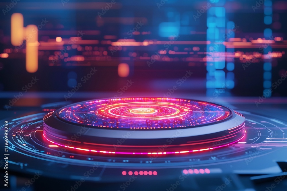 Poster mesmerizing holographic data visualizations in futuristic environment