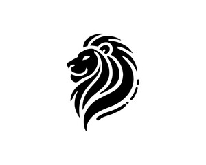 Fototapeta premium Lion head logo, lion head icon, lion face logo. Simple silhouette. Flat style. Logo design template.