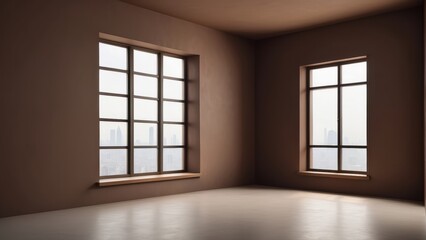 Obraz premium empty space with window on brown wall color background